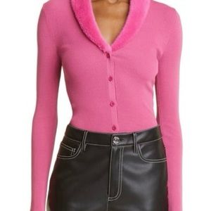 NWT Staid Celina Faux Fur Collar Top